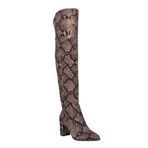 Fall thigh high boots snake skin print
